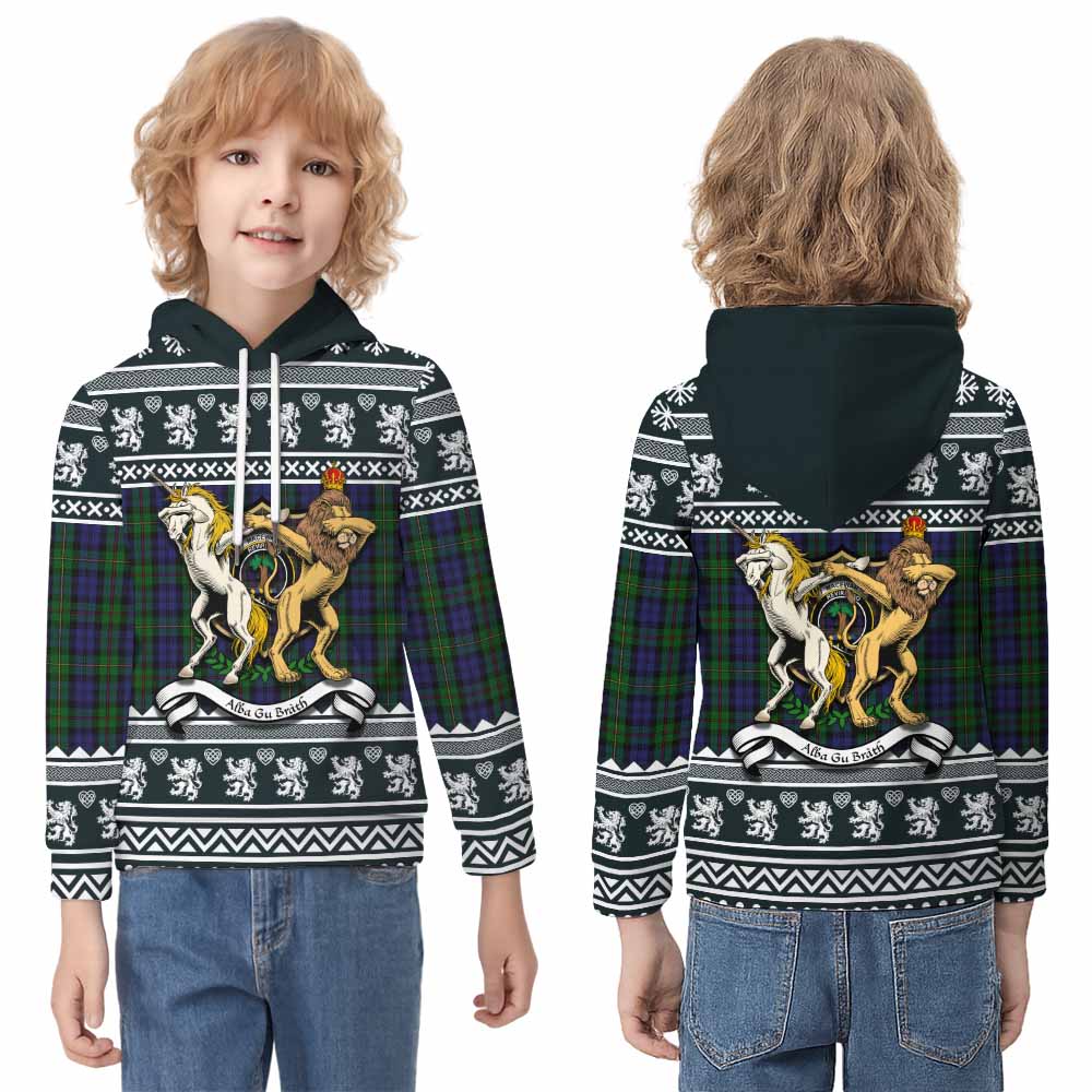 MacEwan (MacEwen) Clan Tartan Crest Christmas Kid Hoodie Coat of Arms Funny Style - Tartan Vibes Clothing