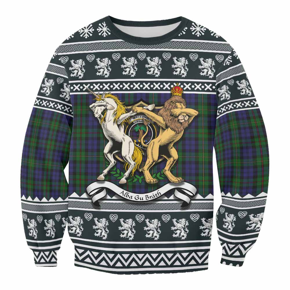 MacEwan (MacEwen) Clan Tartan Crest Christmas Sweatshirt Coat of Arms Funny Style - Tartan Vibes Clothing