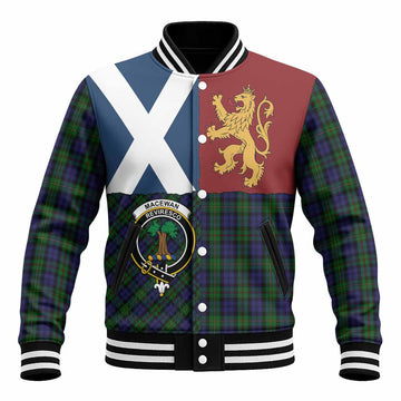 MacEwan (MacEwen) Crest Tartan Baseball Jacket with Lion Rampant Saltire Style
