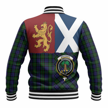 MacEwan (MacEwen) Crest Tartan Baseball Jacket with Lion Rampant Saltire Style