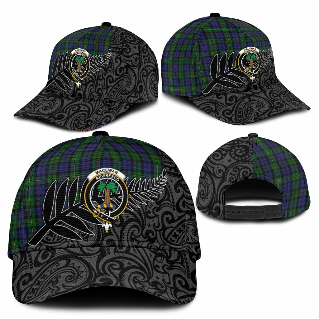 MacEwan (MacEwen) Crest Tartan Classic Cap with New Zealand Silver Fern Half Style