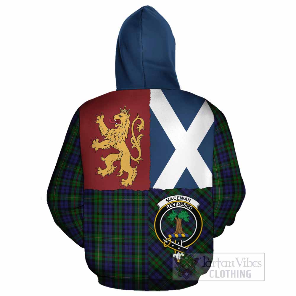 MacEwan (MacEwen) Crest Tartan Cotton Hoodie with Lion Rampant Saltire Style - Tartan Vibes Clothing
