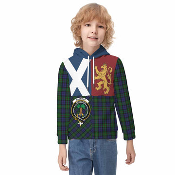 MacEwan (MacEwen) Crest Tartan Kid Hoodie with Lion Rampant Saltire Style - Tartan Vibes Clothing