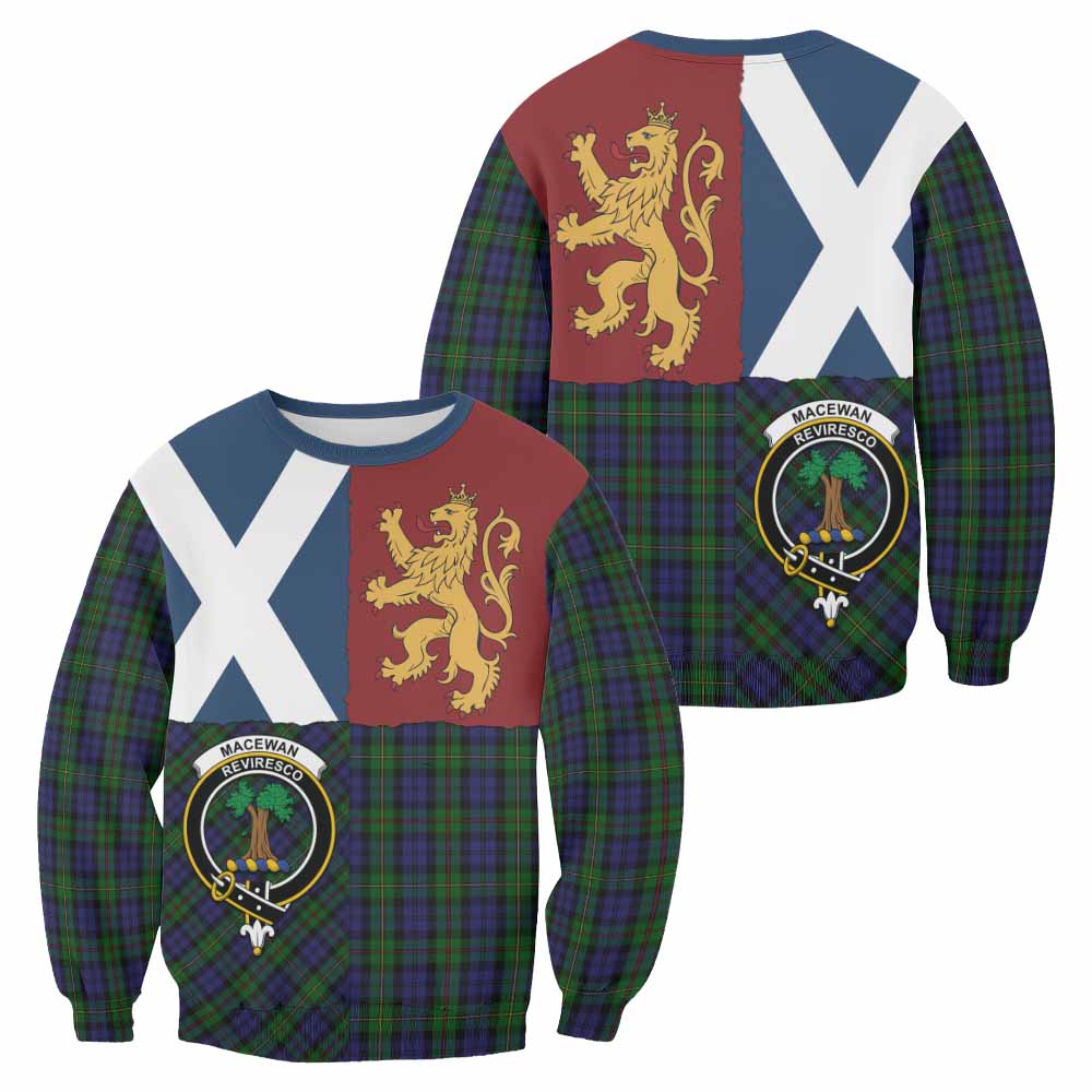 MacEwan (MacEwen) Crest Tartan Sweatshirt with Lion Rampant Saltire Style