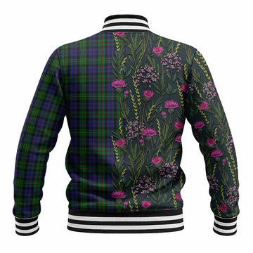 MacEwan (MacEwen) Family Crest Tartan Baseball Jacket Scottish Thistle Flower Pattern Half Style