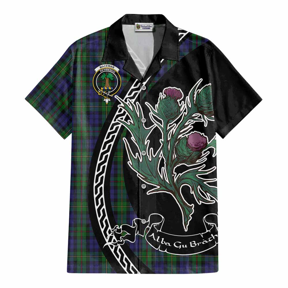 MacEwan (MacEwen) Family Crest Tartan Cotton Hawaiian Shirt Alba Thistle Inspired - Tartan Vibes Clothing