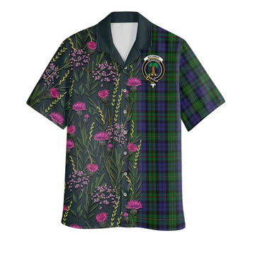 MacEwan (MacEwen) Family Crest Tartan Hawaiian Shirt Scottish Thistle Flower Pattern Half Style