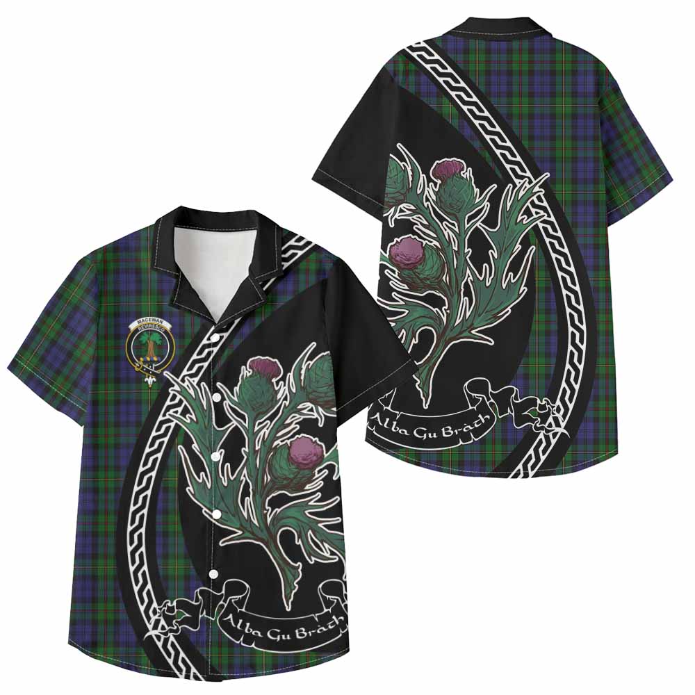 MacEwan (MacEwen) Family Crest Tartan Kid Hawaiian Shirt Alba Thistle Inspired - Tartan Vibes Clothing