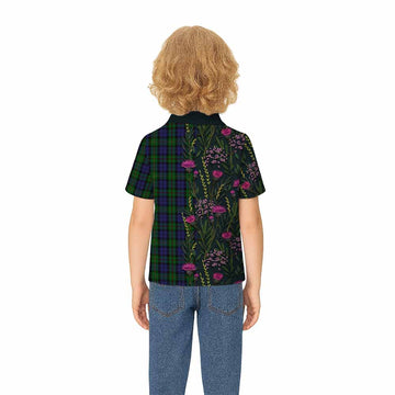 MacEwan (MacEwen) Family Crest Tartan Kid Polo Shirt Scottish Thistle Flower Pattern Half Style - Tartan Vibes Clothing
