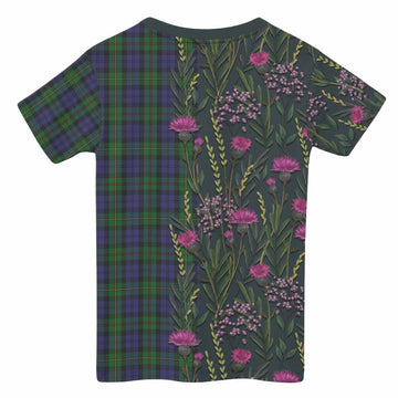 MacEwan (MacEwen) Family Crest Tartan Kid T-shirt Scottish Thistle Flower Pattern Half Style - Tartan Vibes Clothing