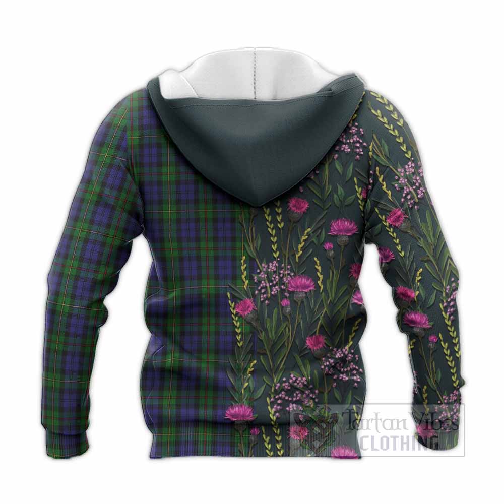 MacEwan (MacEwen) Family Crest Tartan Knitted Hoodie Scottish Thistle Flower Pattern Half Style - Tartan Vibes Clothing