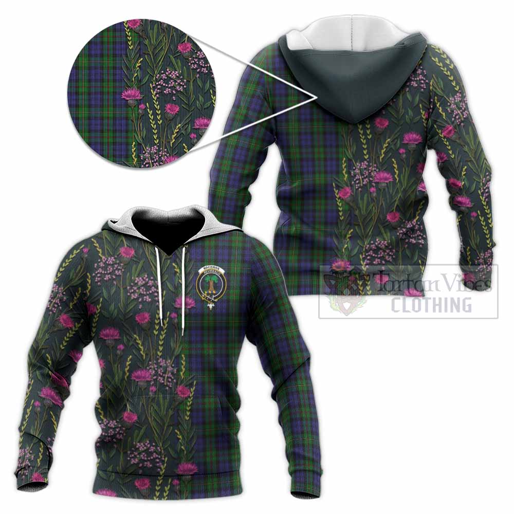 MacEwan (MacEwen) Family Crest Tartan Knitted Hoodie Scottish Thistle Flower Pattern Half Style - Tartan Vibes Clothing