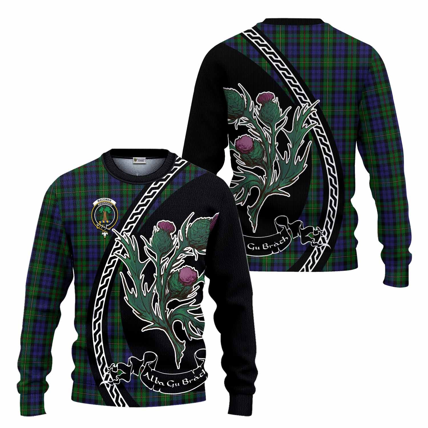 MacEwan (MacEwen) Family Crest Tartan Knitted Sweater Alba Thistle Inspired - Tartan Vibes Clothing