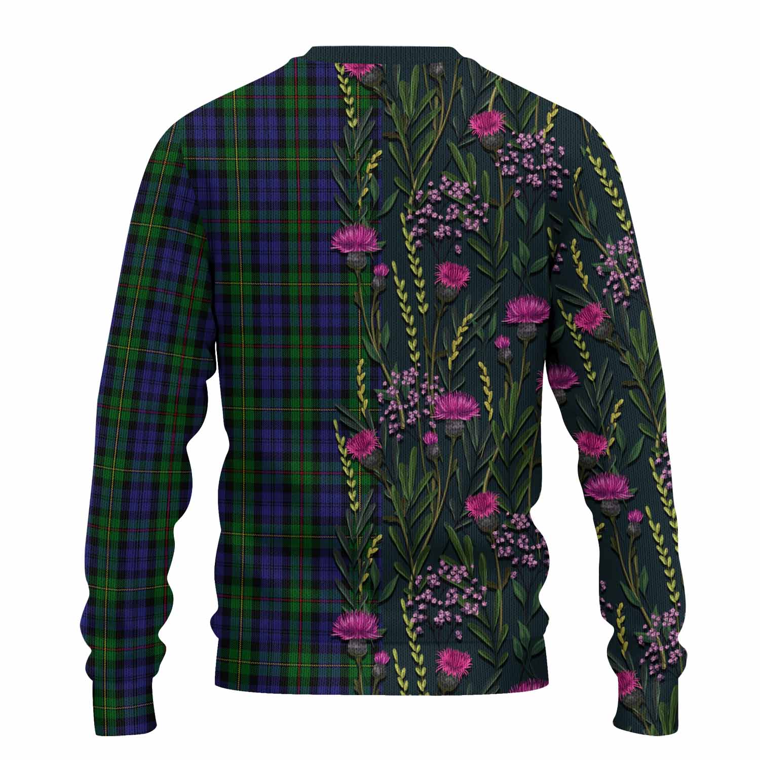 MacEwan (MacEwen) Family Crest Tartan Knitted Sweater Scottish Thistle Flower Pattern Half Style - Tartan Vibes Clothing