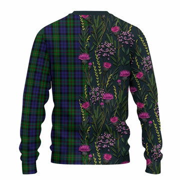 MacEwan (MacEwen) Family Crest Tartan Knitted Sweater Scottish Thistle Flower Pattern Half Style