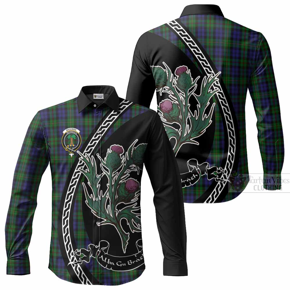 MacEwan (MacEwen) Family Crest Tartan Long Sleeve Button Shirts Alba Thistle Inspired - Tartan Vibes Clothing