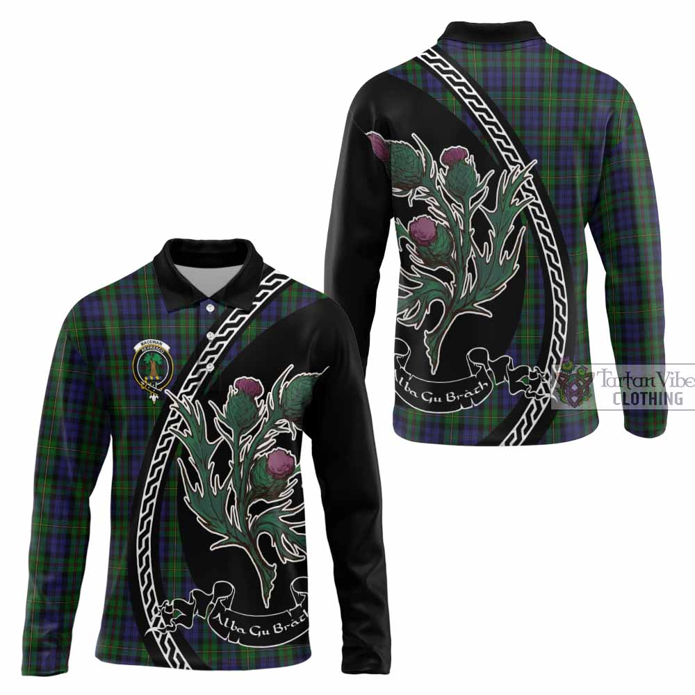 MacEwan (MacEwen) Family Crest Tartan Long Sleeve Polo Shirt Alba Thistle Inspired - Tartan Vibes Clothing