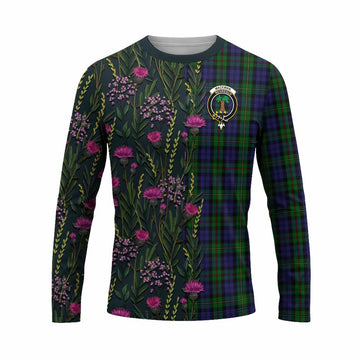 MacEwan (MacEwen) Family Crest Tartan Long Sleeve T-Shirt Scottish Thistle Flower Pattern Half Style - Tartan Vibes Clothing