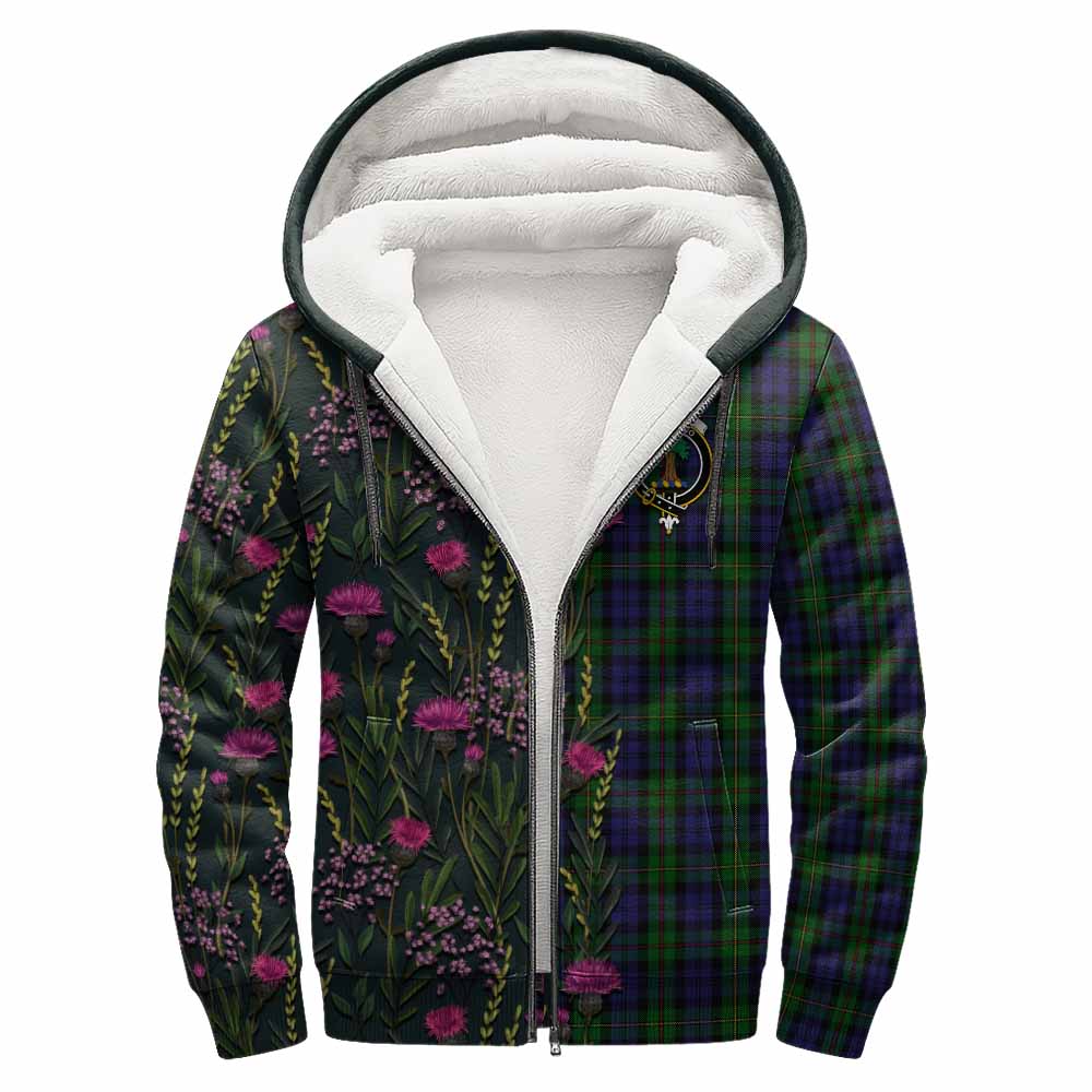 MacEwan (MacEwen) Family Crest Tartan Sherpa Hoodie Scottish Thistle Flower Pattern Half Style - Tartan Vibes Clothing