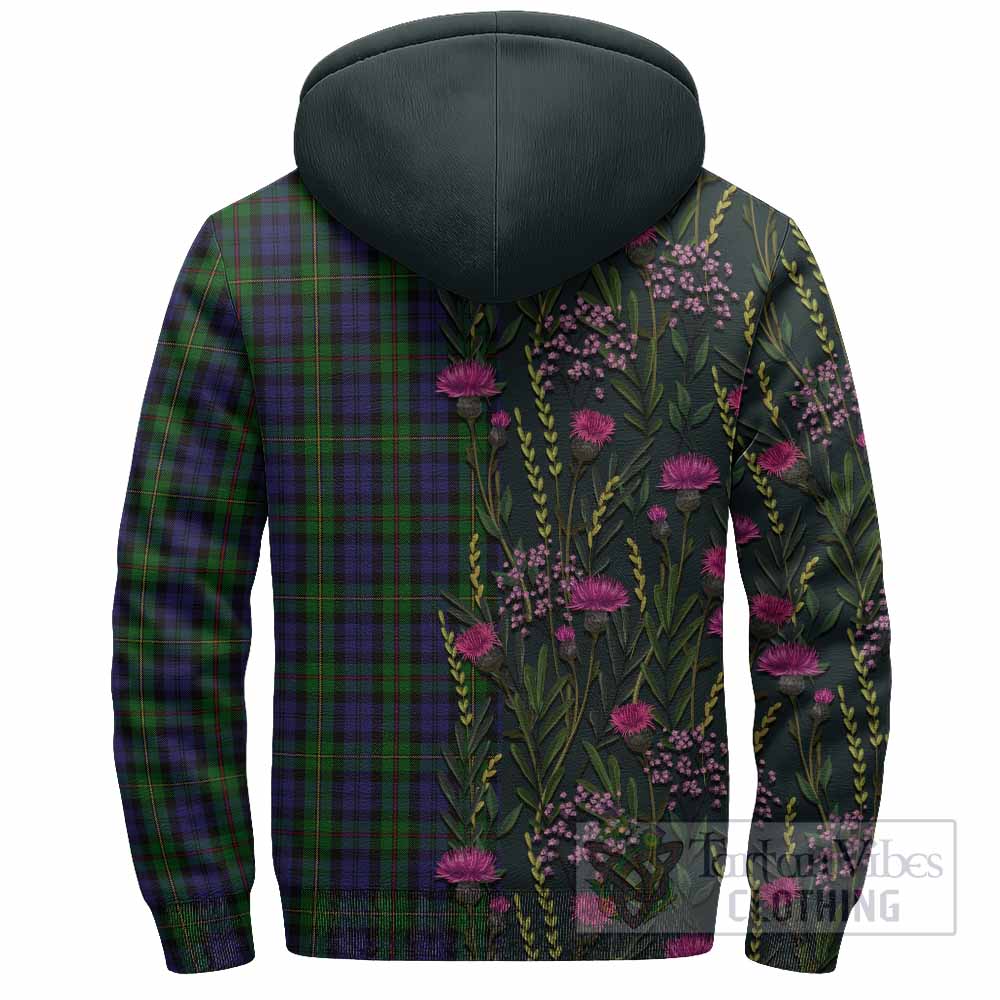 MacEwan (MacEwen) Family Crest Tartan Sherpa Hoodie Scottish Thistle Flower Pattern Half Style - Tartan Vibes Clothing