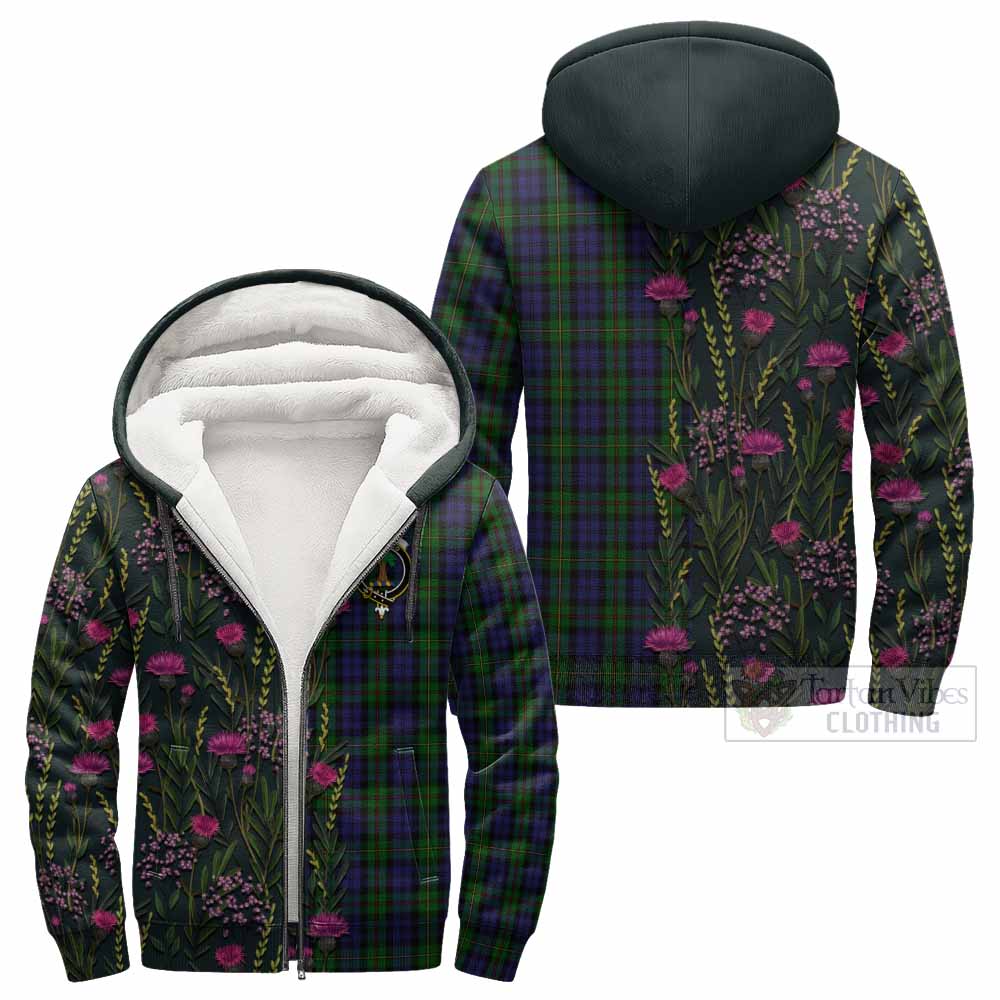 MacEwan (MacEwen) Family Crest Tartan Sherpa Hoodie Scottish Thistle Flower Pattern Half Style - Tartan Vibes Clothing