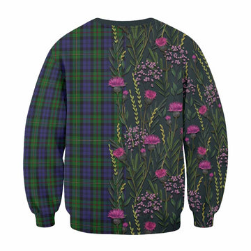 MacEwan (MacEwen) Family Crest Tartan Sweatshirt Scottish Thistle Flower Pattern Half Style