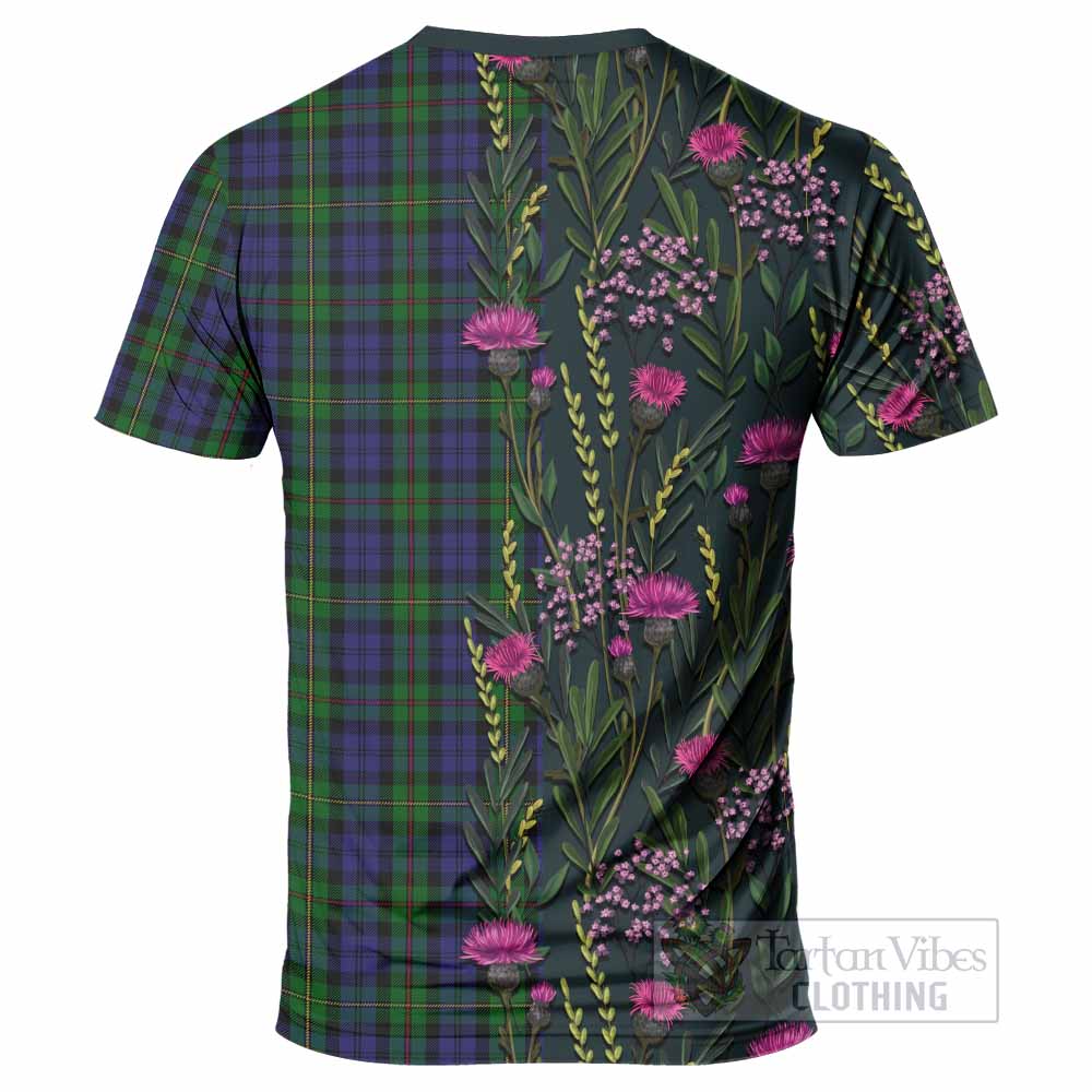 MacEwan (MacEwen) Family Crest Tartan T-Shirt Scottish Thistle Flower Pattern Half Style - Tartan Vibes Clothing