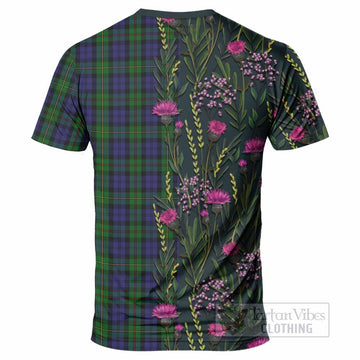 MacEwan (MacEwen) Family Crest Tartan T-Shirt Scottish Thistle Flower Pattern Half Style - Tartan Vibes Clothing