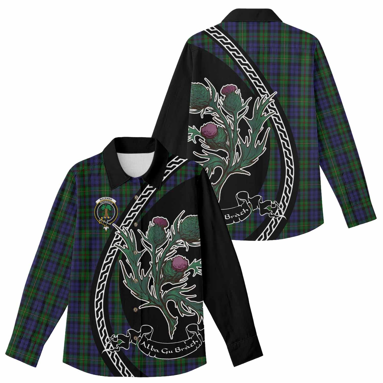 MacEwan (MacEwen) Family Crest Tartan Women Casual Shirt Alba Thistle Inspired - Tartan Vibes Clothing