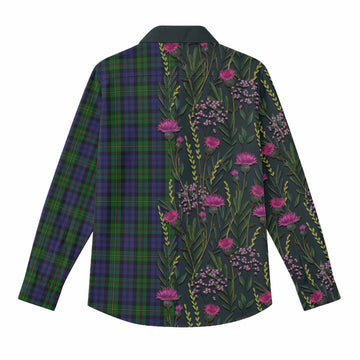 MacEwan (MacEwen) Family Crest Tartan Women Casual Shirt Scottish Thistle Flower Pattern Half Style