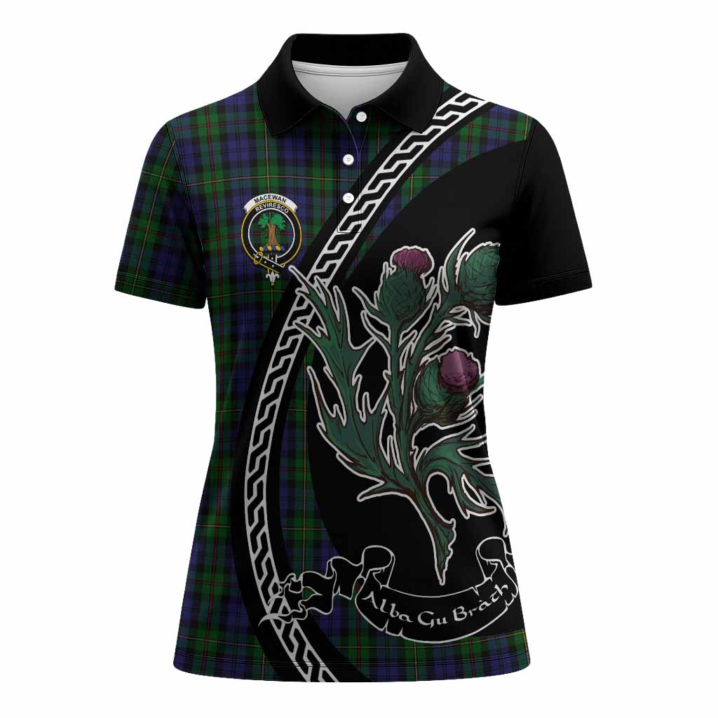 MacEwan (MacEwen) Family Crest Tartan Women Polo Shirt Alba Thistle Inspired - Tartan Vibes Clothing