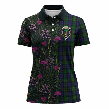MacEwan (MacEwen) Family Crest Tartan Women Polo Shirt Scottish Thistle Flower Pattern Half Style