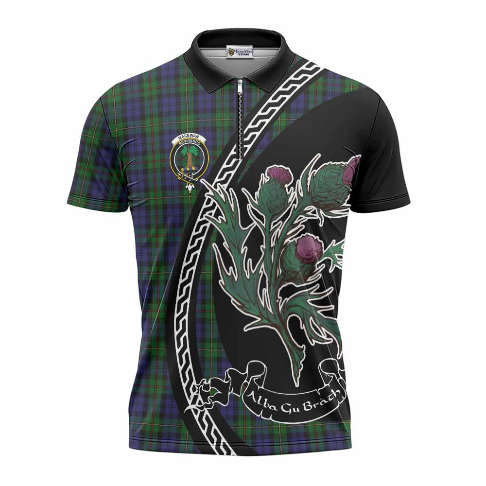 MacEwan (MacEwen) Family Crest Tartan Zipper Polo Shirt Alba Thistle Inspired - Tartan Vibes Clothing