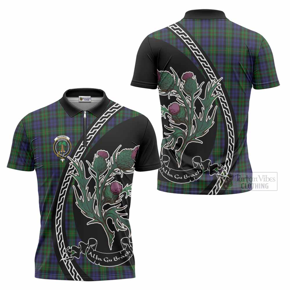 MacEwan (MacEwen) Family Crest Tartan Zipper Polo Shirt Alba Thistle Inspired - Tartan Vibes Clothing