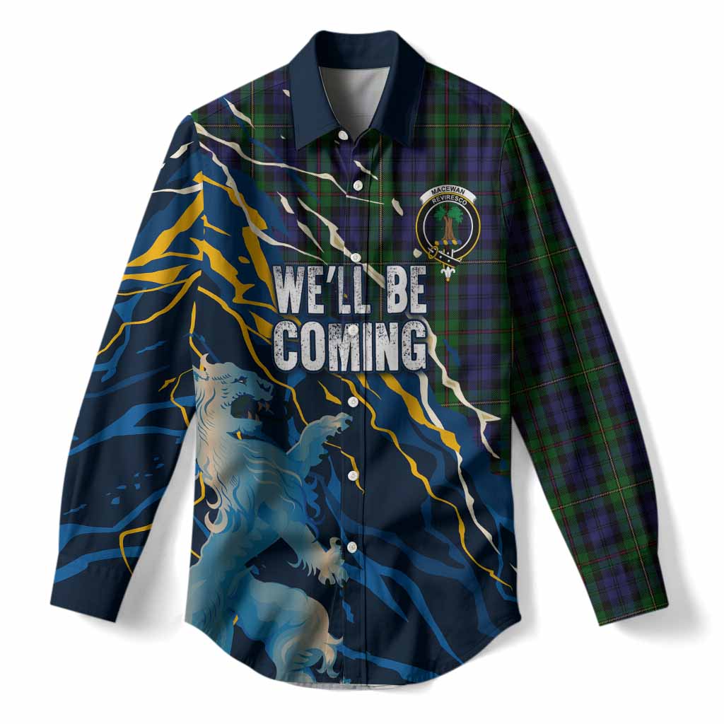MacEwan (MacEwen) Scotland Tartan Women Casual Shirt WC2026 Football - We'll Be Coming