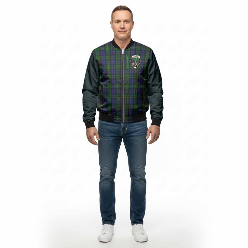 MacEwan (MacEwen) Tartan Accent Bomber Jacket with Family Crest