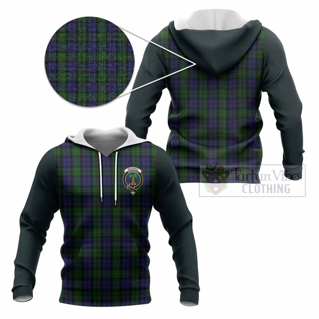 MacEwan (MacEwen) Tartan Accent Knitted Hoodie with Family Crest