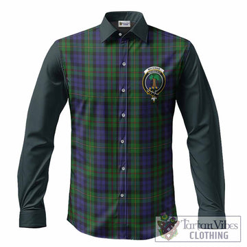 MacEwan (MacEwen) Tartan Accent Long Sleeve Button Shirts with Family Crest