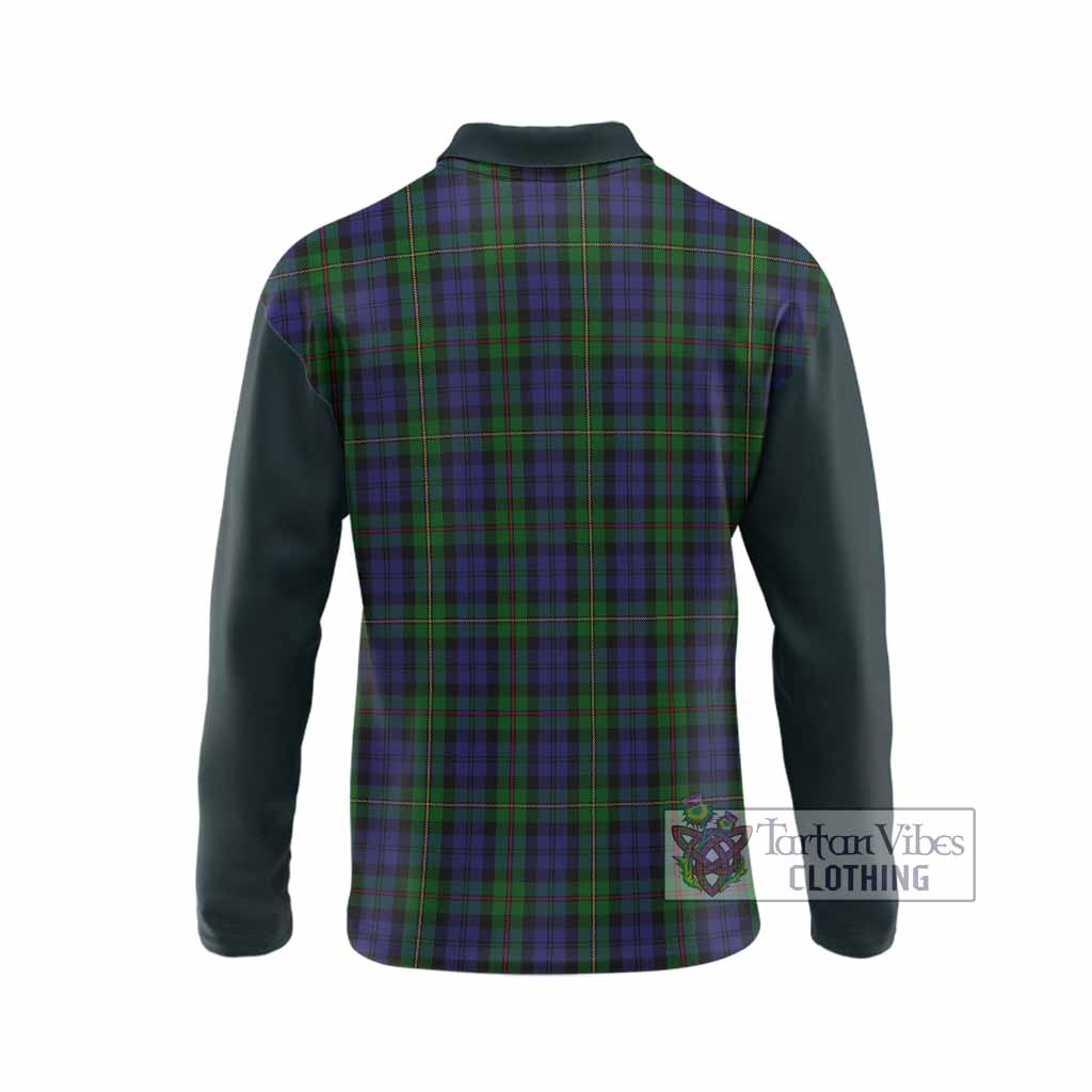 MacEwan (MacEwen) Tartan Accent Long Sleeve Polo Shirt with Family Crest
