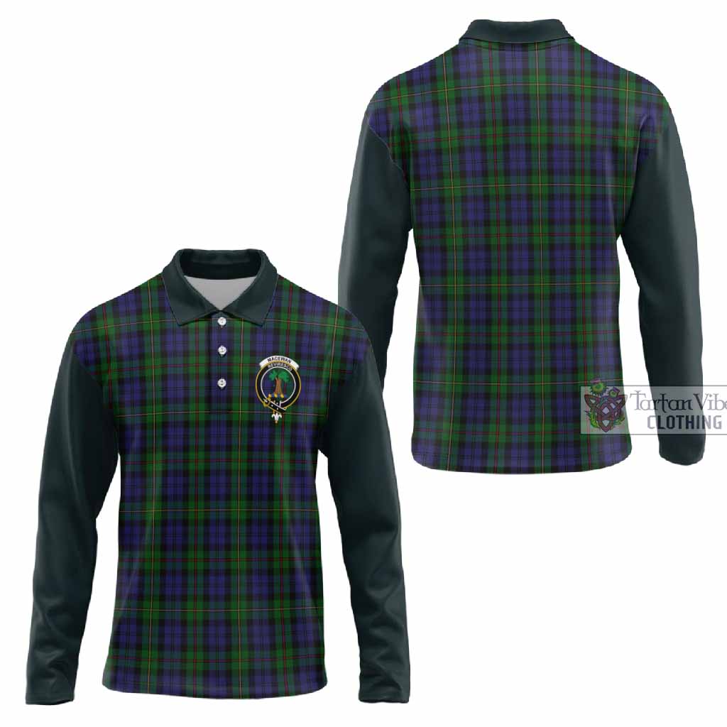 MacEwan (MacEwen) Tartan Accent Long Sleeve Polo Shirt with Family Crest