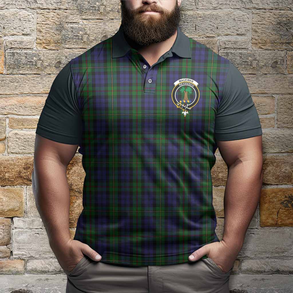MacEwan (MacEwen) Tartan Accent Polo Shirt with Family Crest