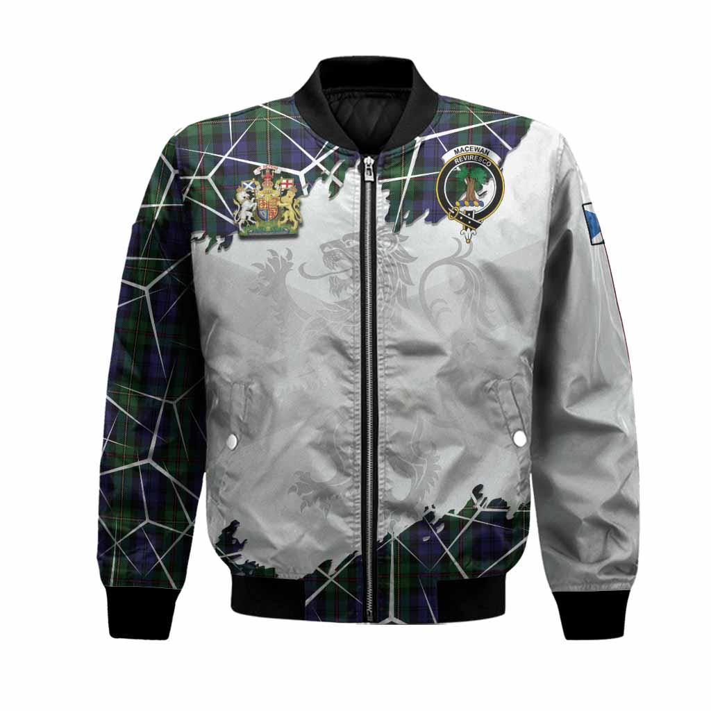 MacEwan (MacEwen) Tartan Bomber Jacket with Family Crest and Lion Rampant Grunge Style