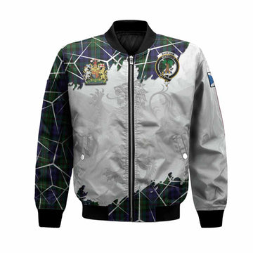 MacEwan (MacEwen) Tartan Bomber Jacket with Family Crest and Lion Rampant Grunge Style