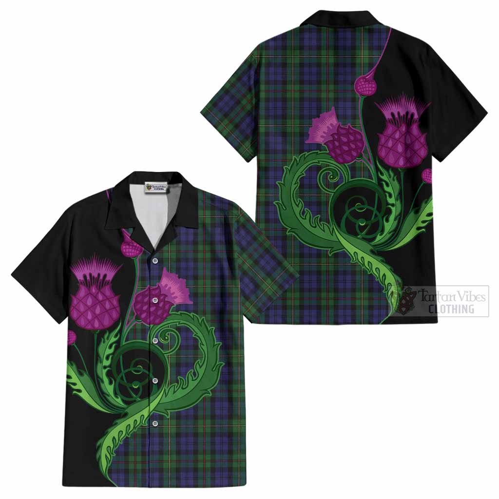 MacEwan (MacEwen) Tartan Cotton Hawaiian Shirt Traditional Scottish Thistle
