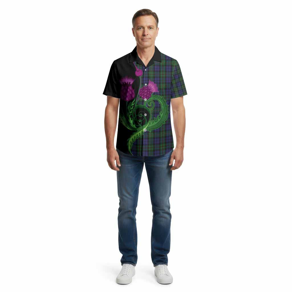 MacEwan (MacEwen) Tartan Cotton Hawaiian Shirt Traditional Scottish Thistle