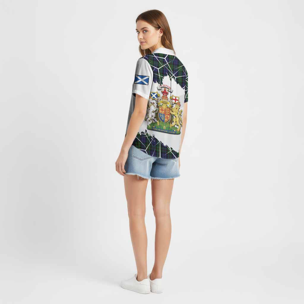 MacEwan (MacEwen) Tartan Cotton Hawaiian Shirt with Family Crest and Lion Rampant Grunge Style