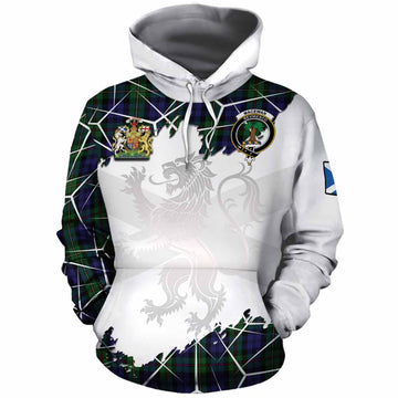 MacEwan (MacEwen) Tartan Cotton Hoodie with Family Crest and Lion Rampant Grunge Style
