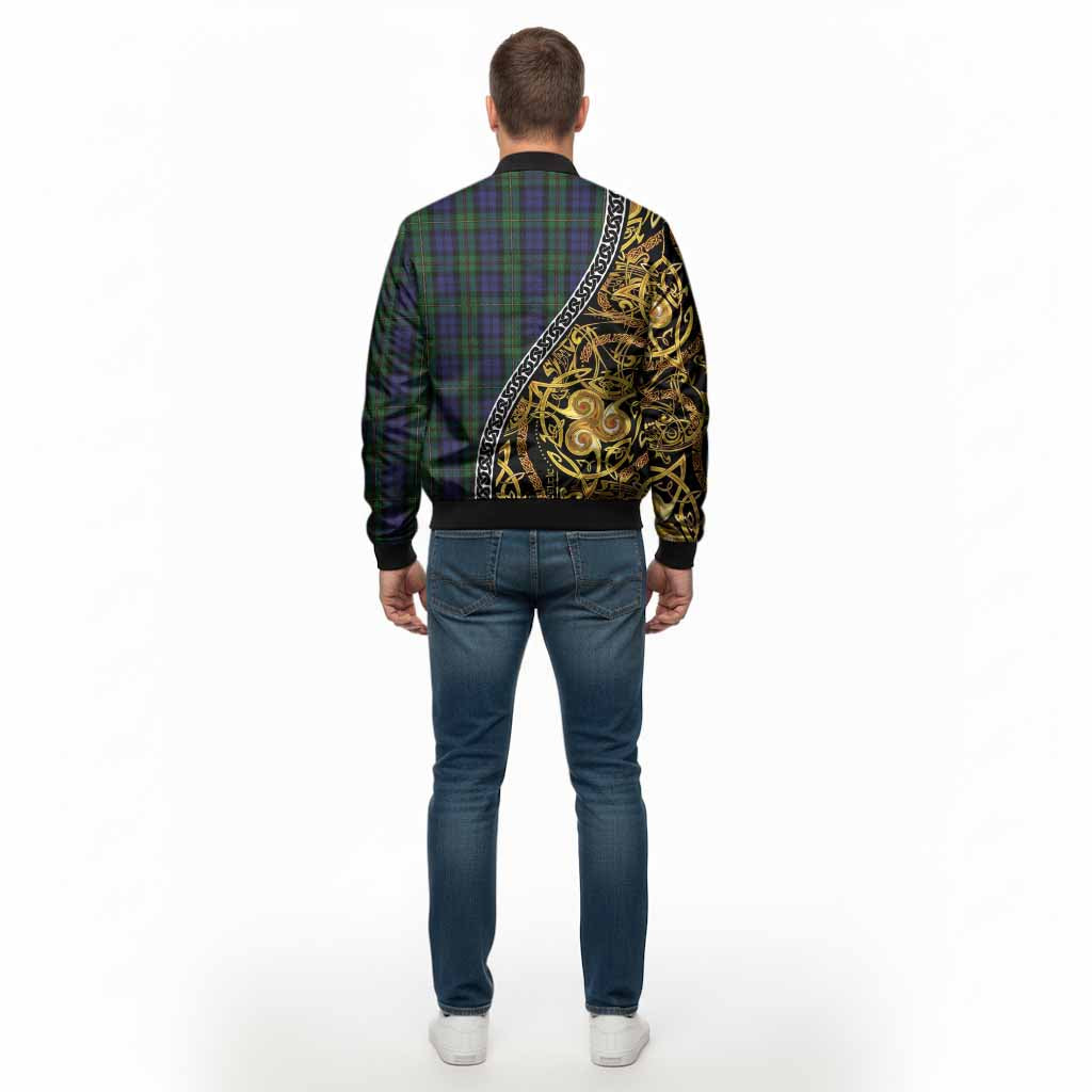 MacEwan (MacEwen) Tartan Crest Bomber Jacket Celtic Knot and Triple Trickle Spiral Symbols