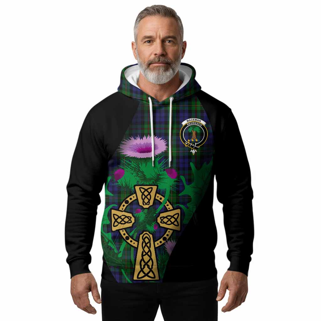 MacEwan (MacEwen) Tartan Crest Hoodie Celtic Cross Thistle Flowers