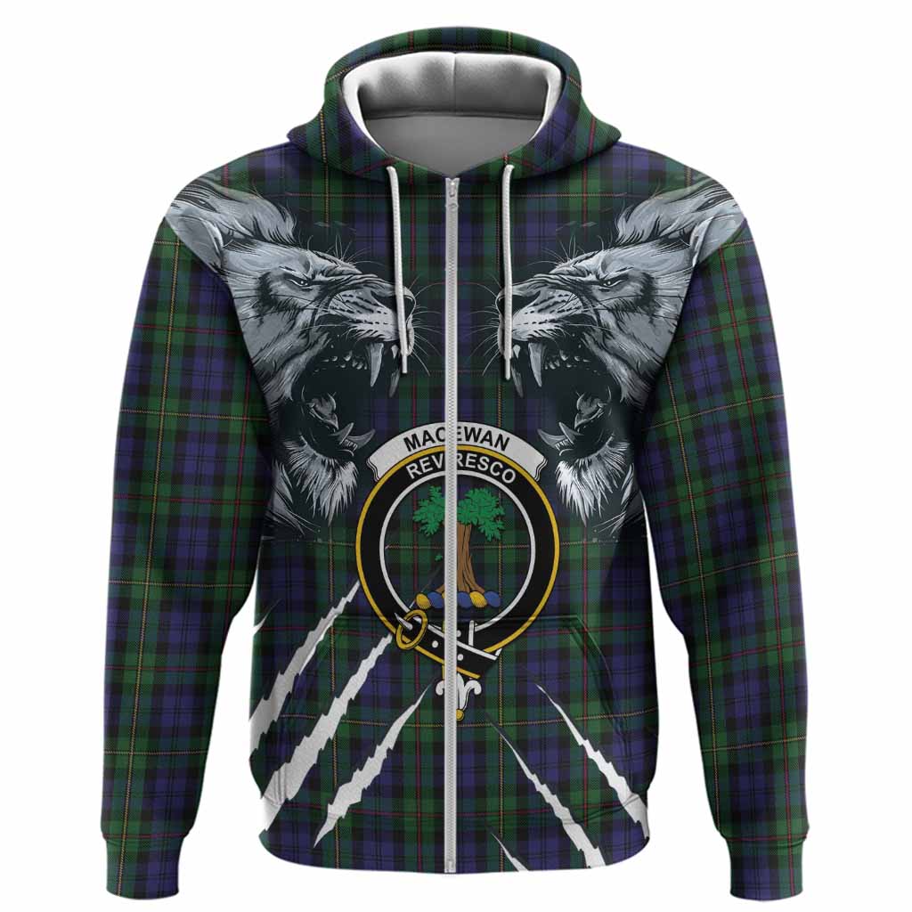 MacEwan (MacEwen) Tartan Crest Hoodie Ferocious Lion Style